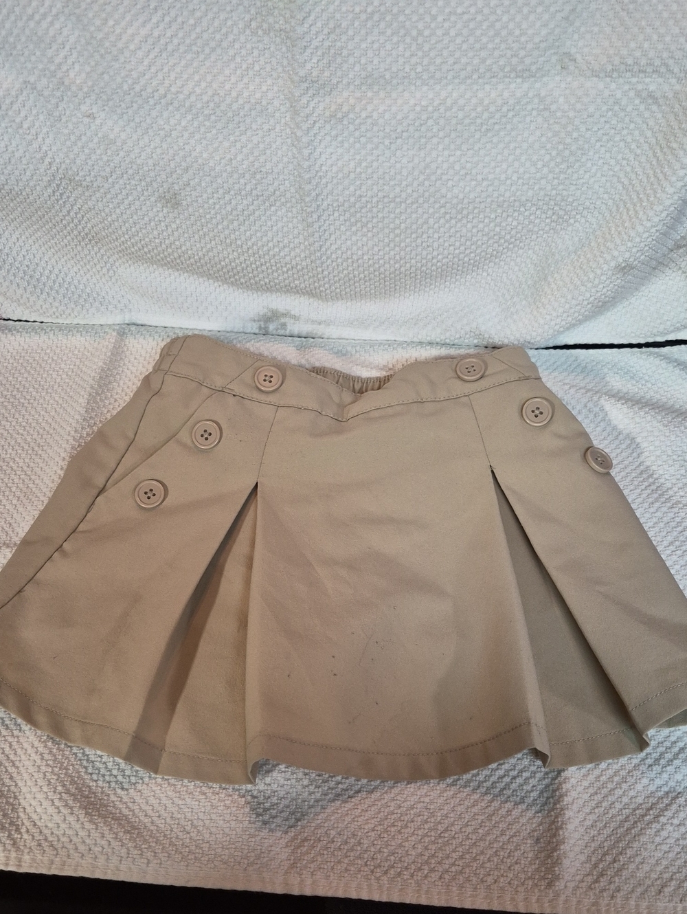 Nautica Tan Pleated Button-Accent Skater Skort School Uniform